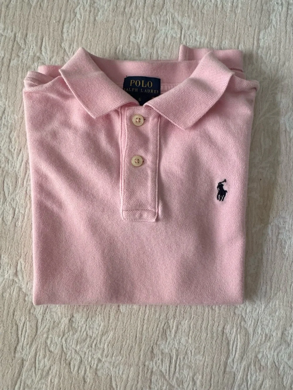Polo by Ralph Lauren Boys Light Pink Short-Sleeve Polo with Navy Pony